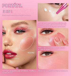 Rubor mágico 3 en 1: rubor, tinte labial y sombra de ojos en uno