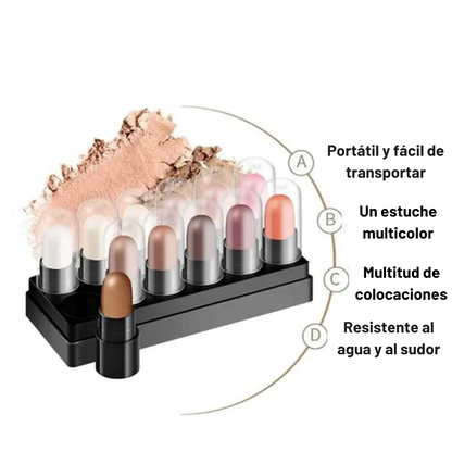 🎁Gran oferta de Maquillaje🎁 Juego de lápices de ojos 12 colores impermeables de larga duración con brillo y sombra de ojos