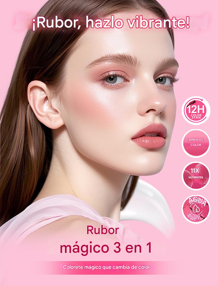 Rubor mágico 3 en 1: rubor, tinte labial y sombra de ojos en uno
